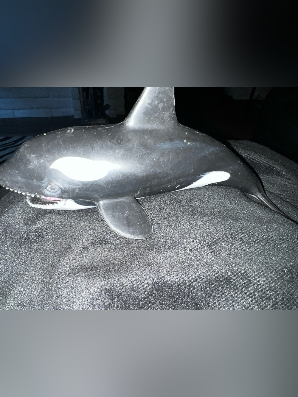 Black and White Orca Whale Figurine 1997 vintage winco